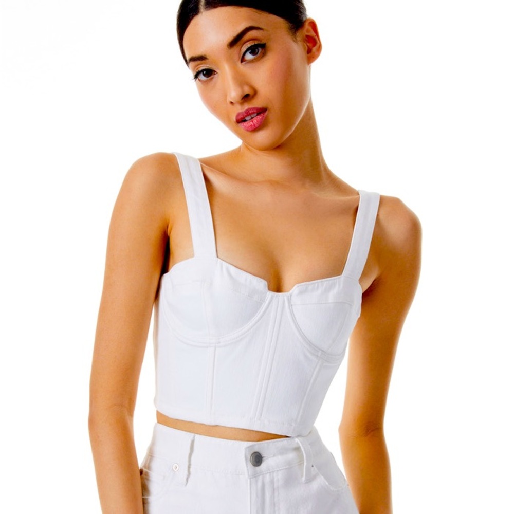 Alice + Olivia Jeanna Denim Bustier Crop Top NWT!!!